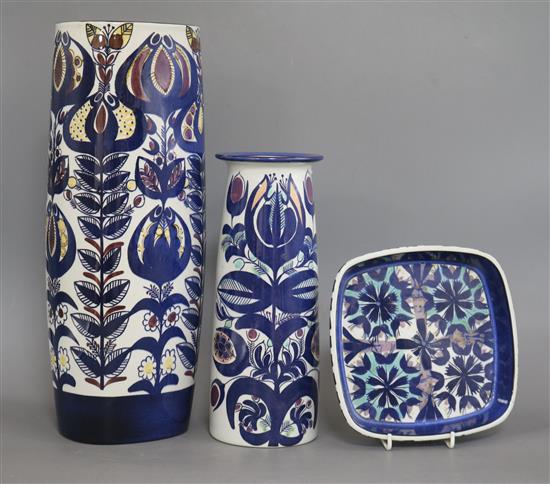 Three items of Royal Copenhagen 1960s Faiance, H 37cm (tallest)